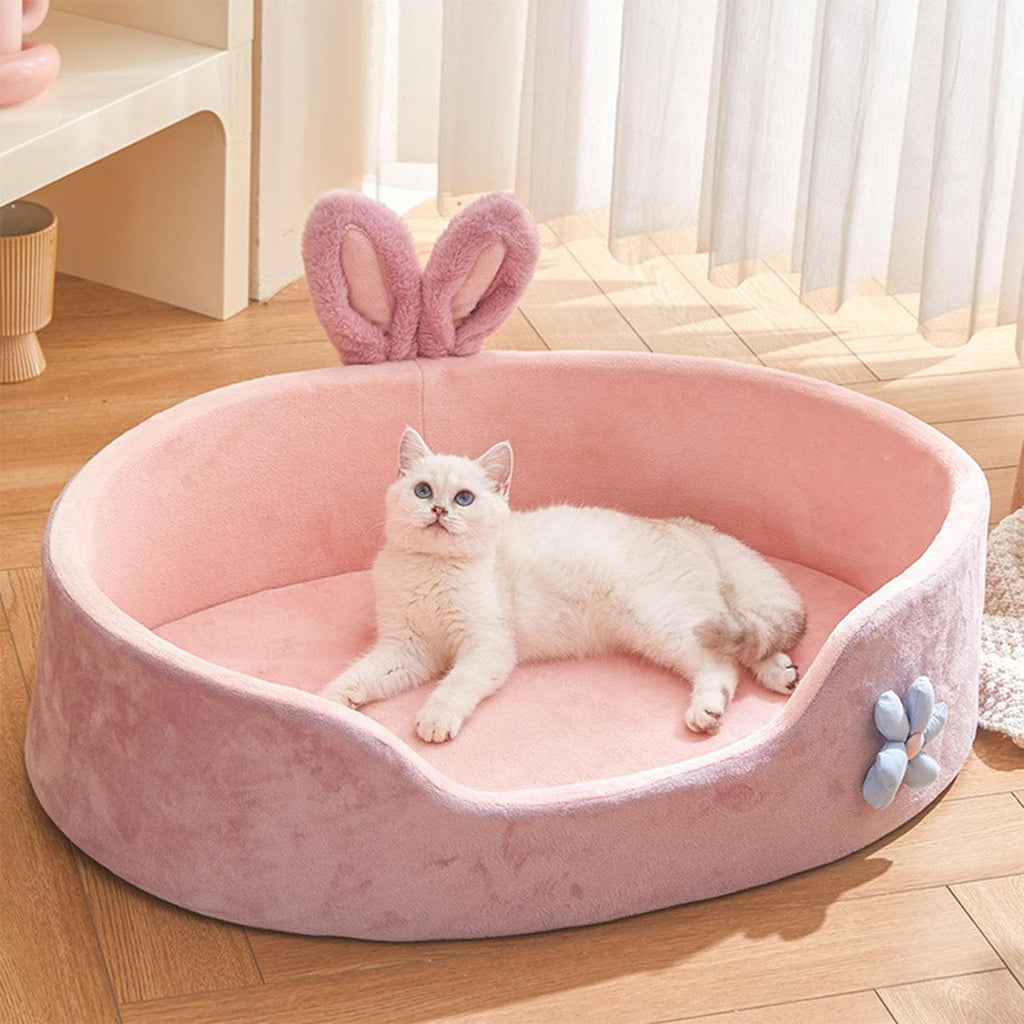 Cute Pink Bunny Ear Dog Bed – Cozy Washable Pet Haven 🐶✨ For All Seasons
