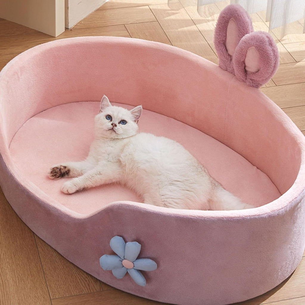 Cute Pink Bunny Ear Dog Bed – Cozy Washable Pet Haven 🐶✨ For All Seasons