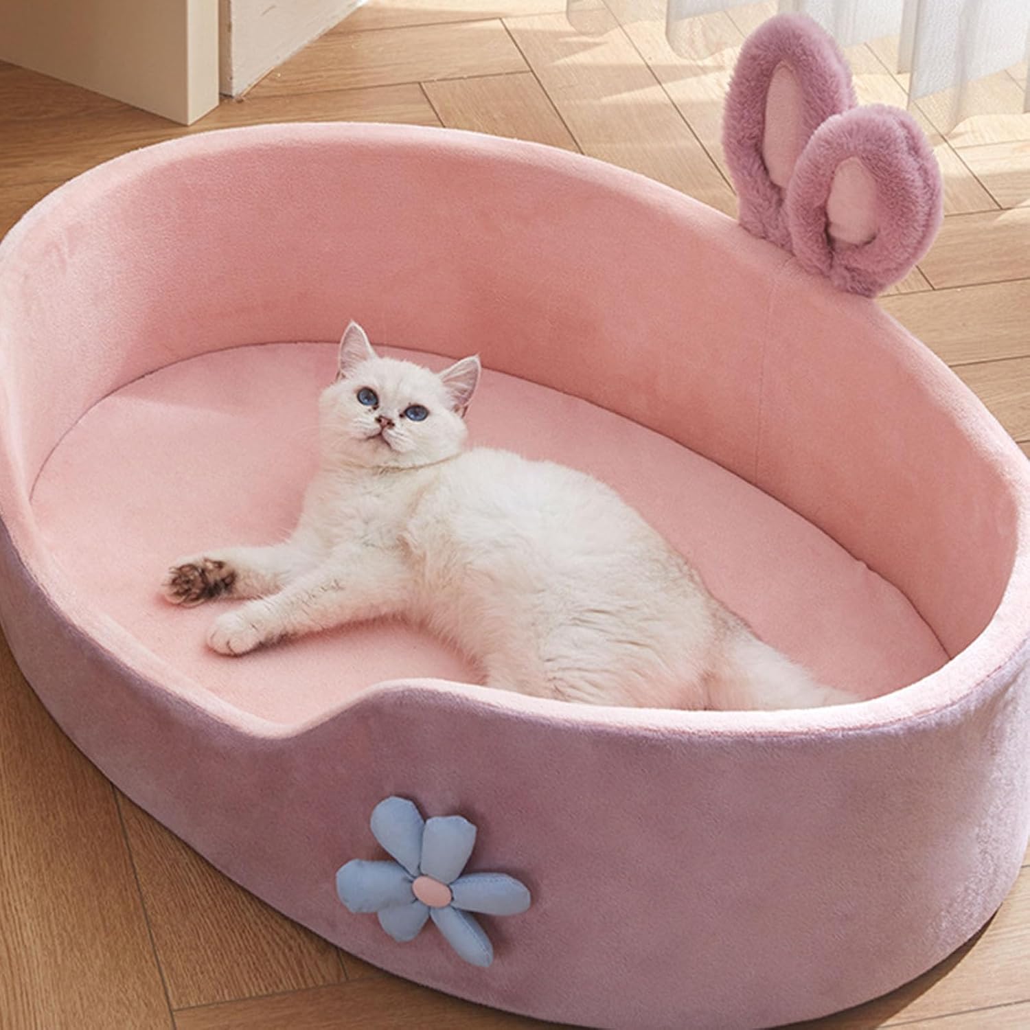 Cute Pink Bunny Ear Dog Bed – Cozy Washable Pet Haven 🐶✨ For All Seasons
