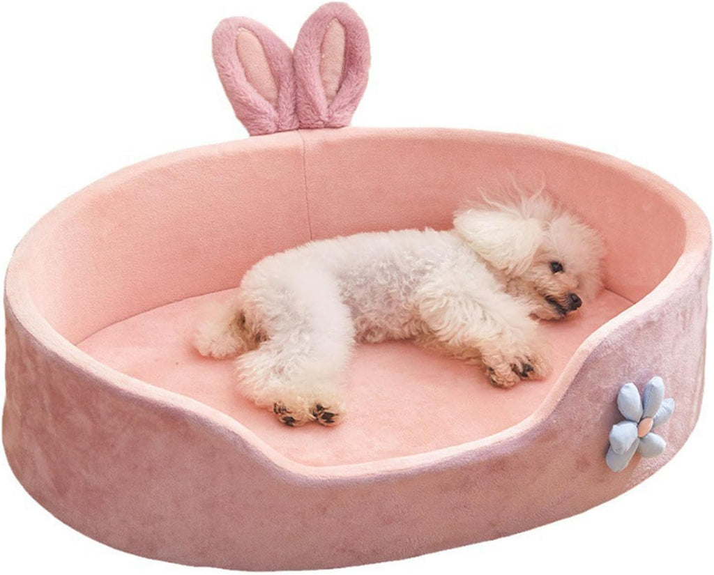Cute Pink Bunny Ear Dog Bed – Cozy Washable Pet Haven 🐶✨ For All Seasons
