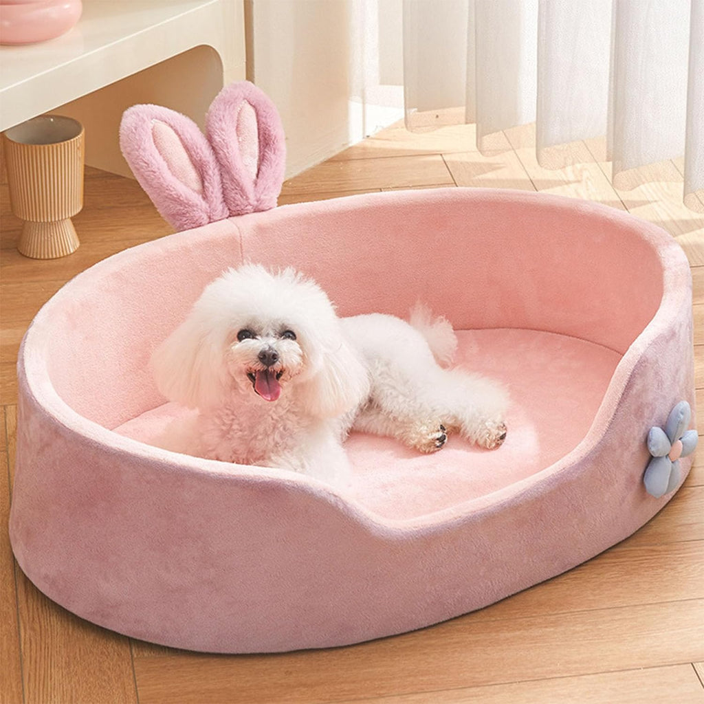 Cute Pink Bunny Ear Dog Bed – Cozy Washable Pet Haven 🐶✨ For All Seasons
