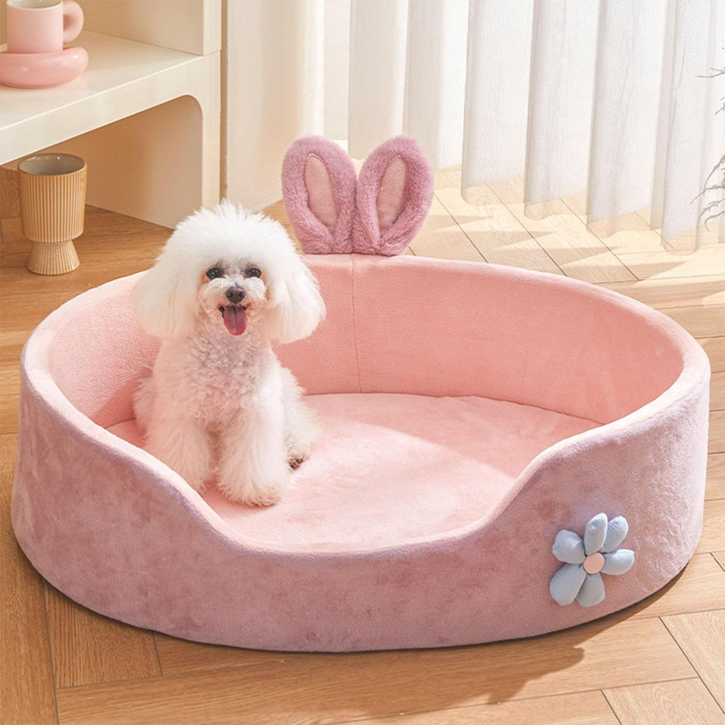 Cute Pink Bunny Ear Dog Bed – Cozy Washable Pet Haven 🐶✨ For All Seasons